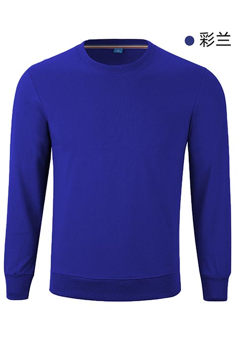 彩蘭色薄款長袖圓領衛衣定做