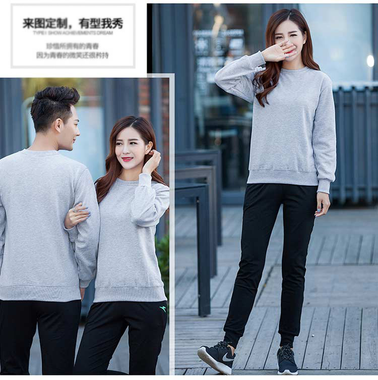 花灰色圓領衛衣定制模特圖